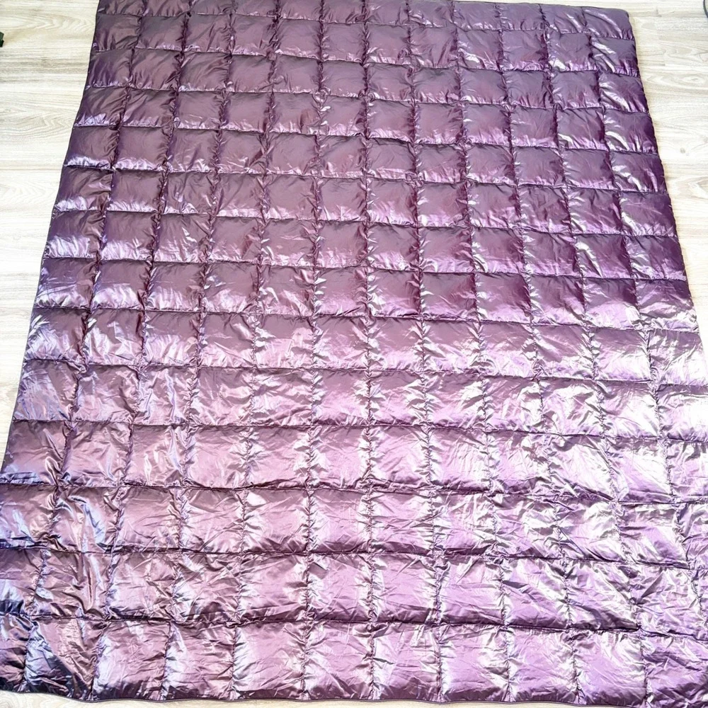 Blue Ridge Home Metallic Purple Down Quilted Camping Outdoor Throw Blanket 60x70